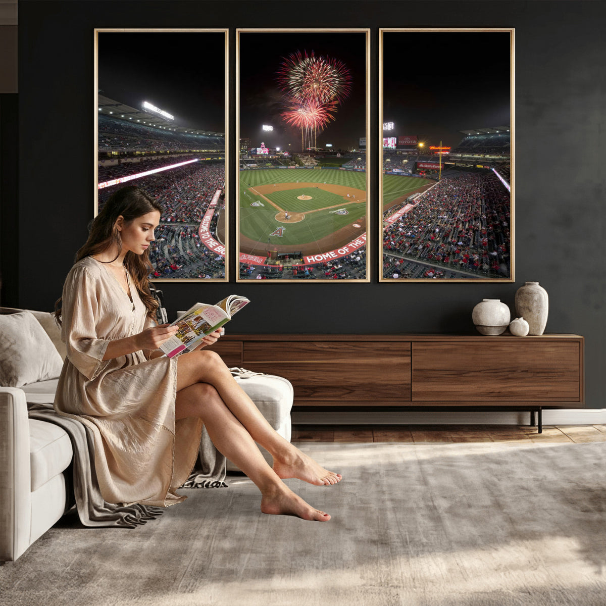 63592-MGV-CV-36X24 - Angel Stadium in Los Angeles Stadium Wall Art Canvas Print