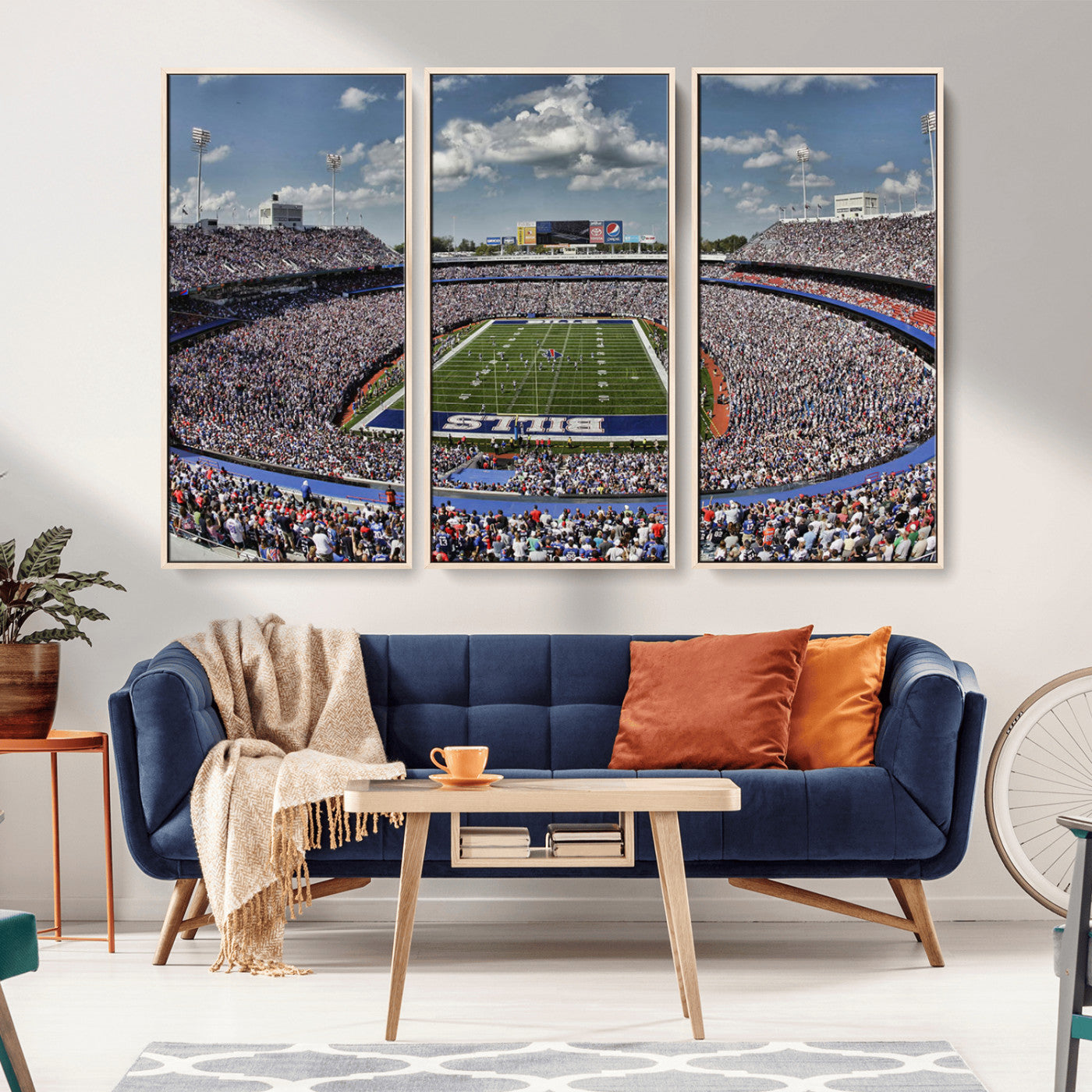 MGV-FC-48X32-3P - Buffalo Bills Highmark Stadium Wall Art Canvas Print - Bills Stadium Game Day Triple Canvas Wall Art - Buffalo Bills NFL Match