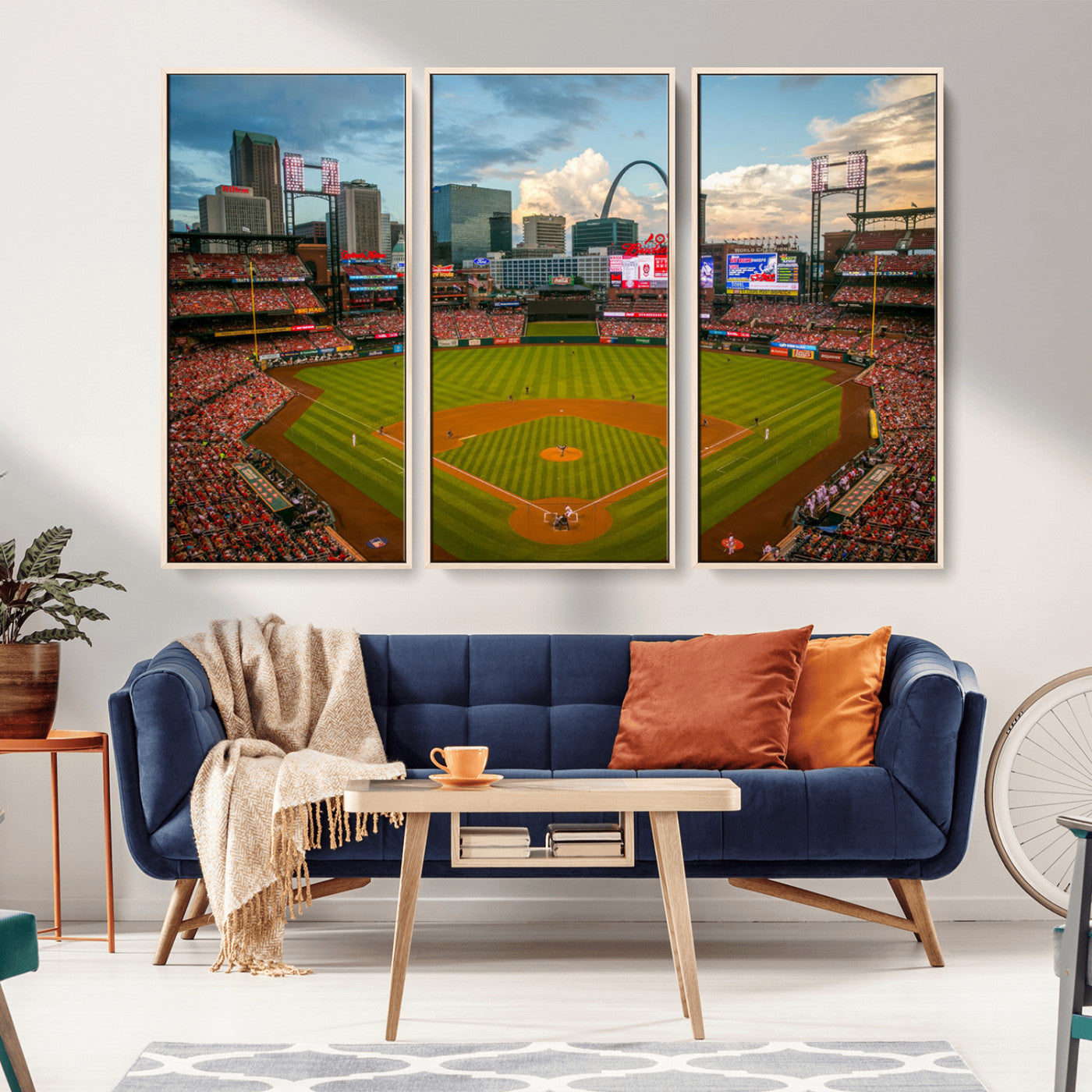 MGV-FC-48X32-3P - Busch Stadium Wall Art Print | St. Louis Cardinals Baseball Stadium Canvas Print | Framed Sports Decor for Living Room, Man Cave Decor