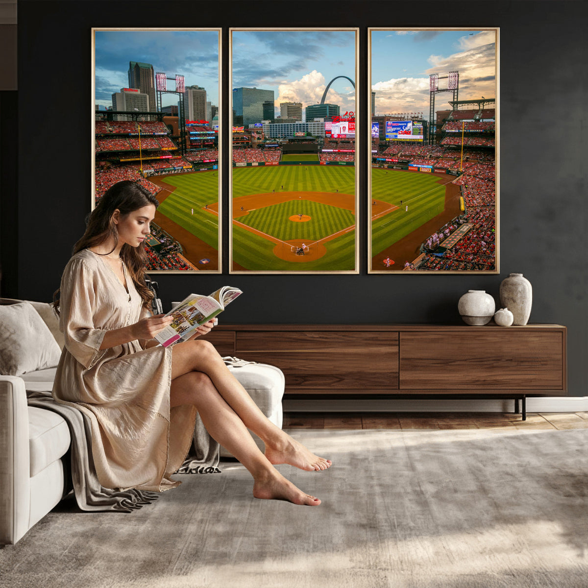 91908-MGV-CV-36X24 - Busch Stadium Wall Art Print | St. Louis Cardinals Baseball