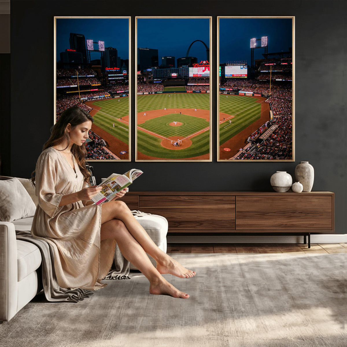 38612-MGV-CV-36X24 - St. Louis Cardinals Baseball Team Print - Busch Stadium Wall Art