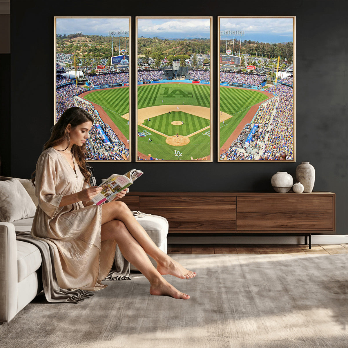 34760-MGV-CV-36X24 - Citi Field Wall Art Print | 3-Panel New York Mets Baseball Stadium Canvas Print