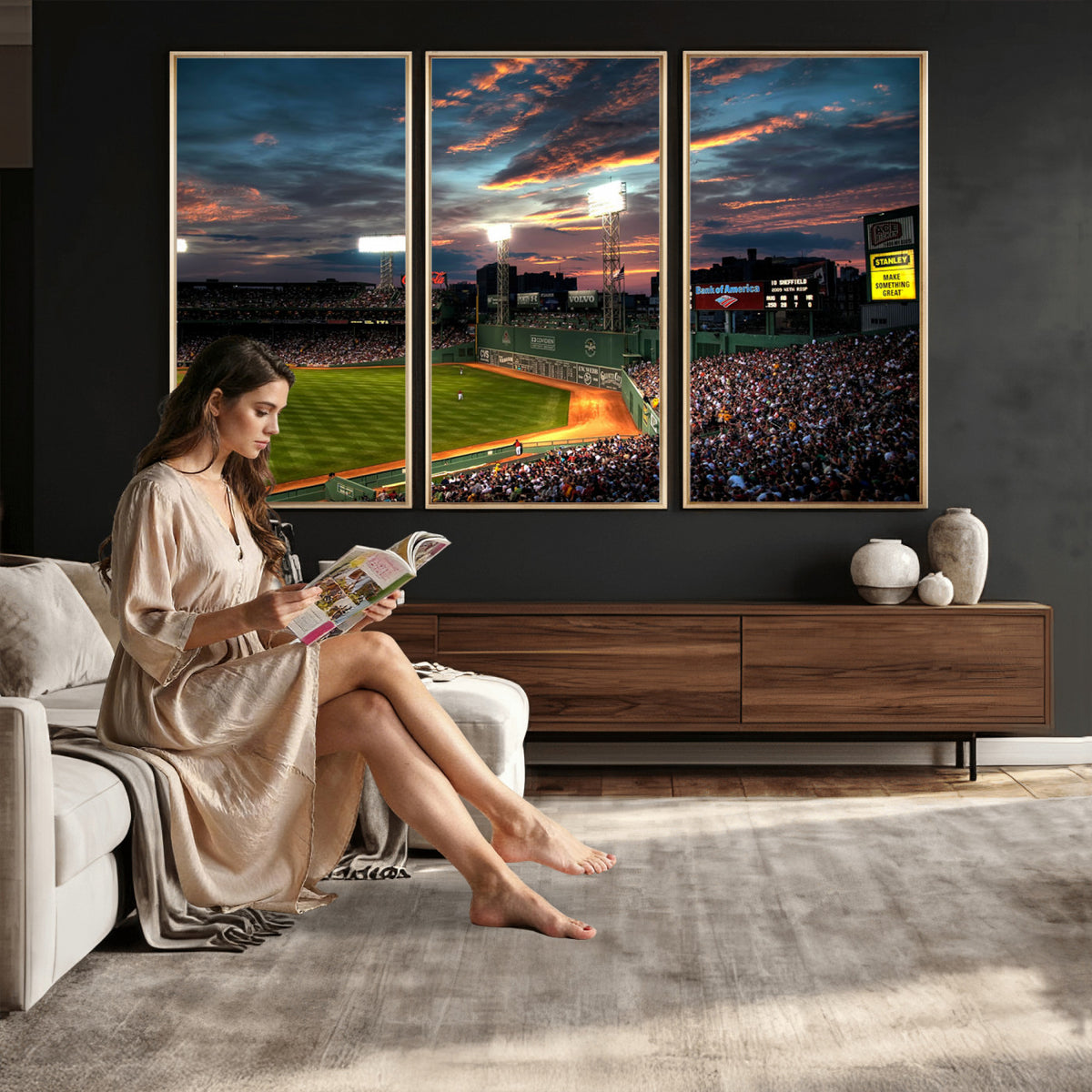 66781-MGV-CV-36X24 - Fenway Park Boston Massachusetts Stadium Wall Art Canvas Print