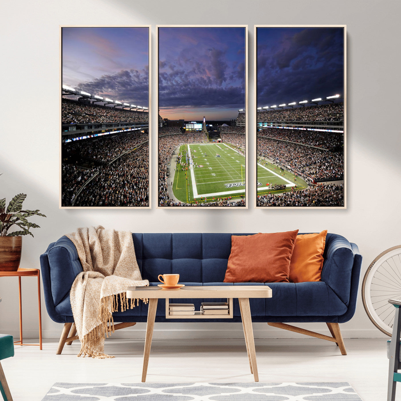MGV-FC-48X32-3P - New England Patriots Football Team Print - Foxborough Gillette Stadium Wall Art Canvas Print
