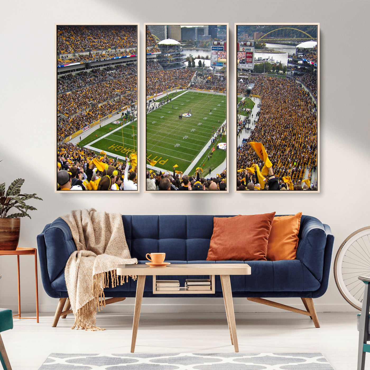 MGV-FC-48X32-3P - Pittsburgh Steelers Football Team Print - Pittsburgh Heinz Field Stadium Wall Art Canvas Print