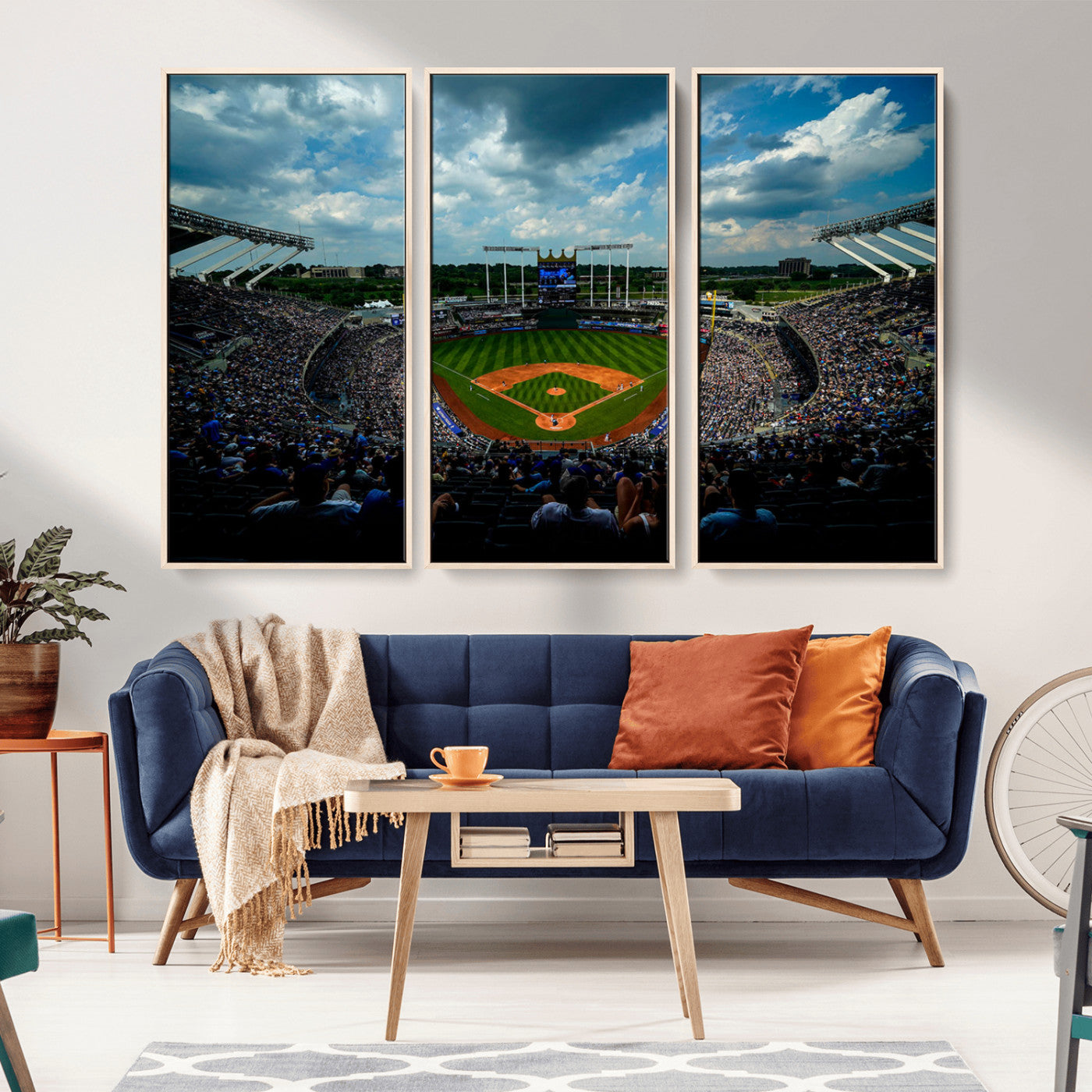 MGV-FC-48X32-3P - 3-Panel Kauffman Stadium Wall Art Print | Large Kansas City Royals Baseball Canvas Print for Sports