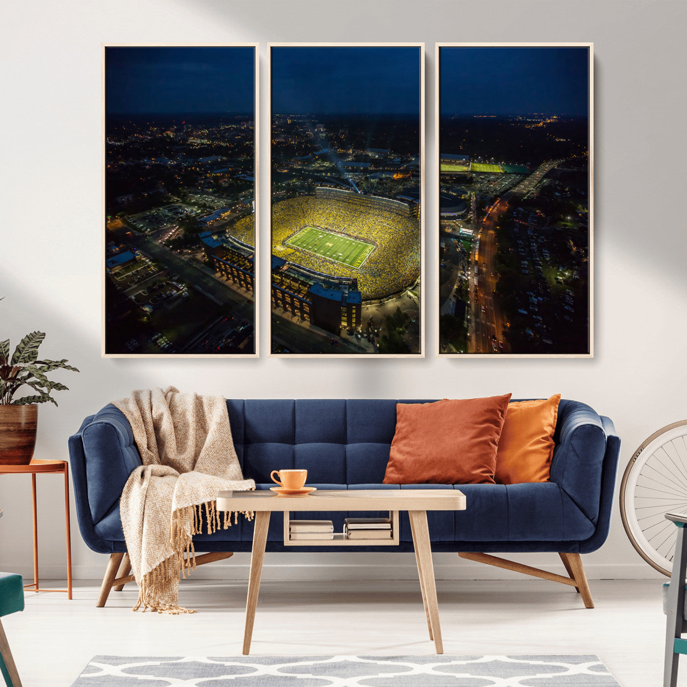 MGV-FC-48X32-3P - Michigan Wolverines Football Team Print - Michigan Stadium Wall Art Canvas Print