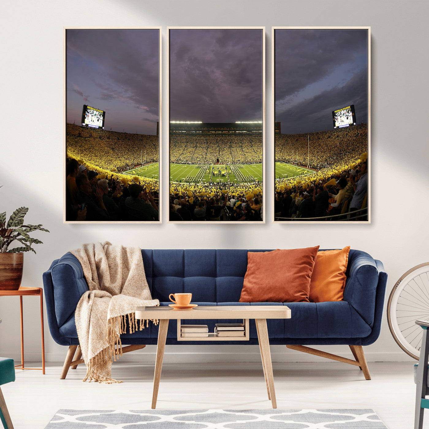 MGV-FC-48X32-3P - Michigan Wolverines Football Team Print - Michigan Stadium Wall Art Canvas Print