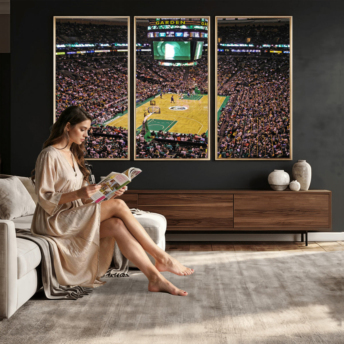 21705-MGV-CV-36X24 - TD Garden Basketball Canvas Wall Art | Boston Celtics Live Action