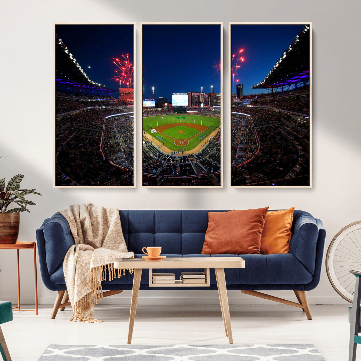 MGV-FC-48X32-3P - Truist Park Atlanta Braves Baseball Stadium Wall Art Print | Large 3-Panel Canvas Print for Sports