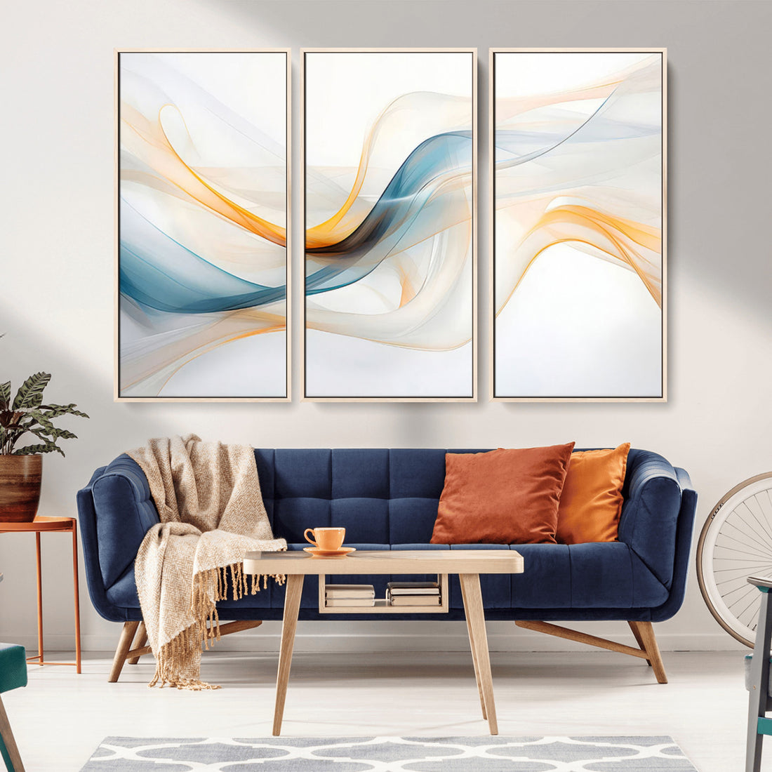 Decorative Turquoise Abstract Wave Wall Art Canvas Print