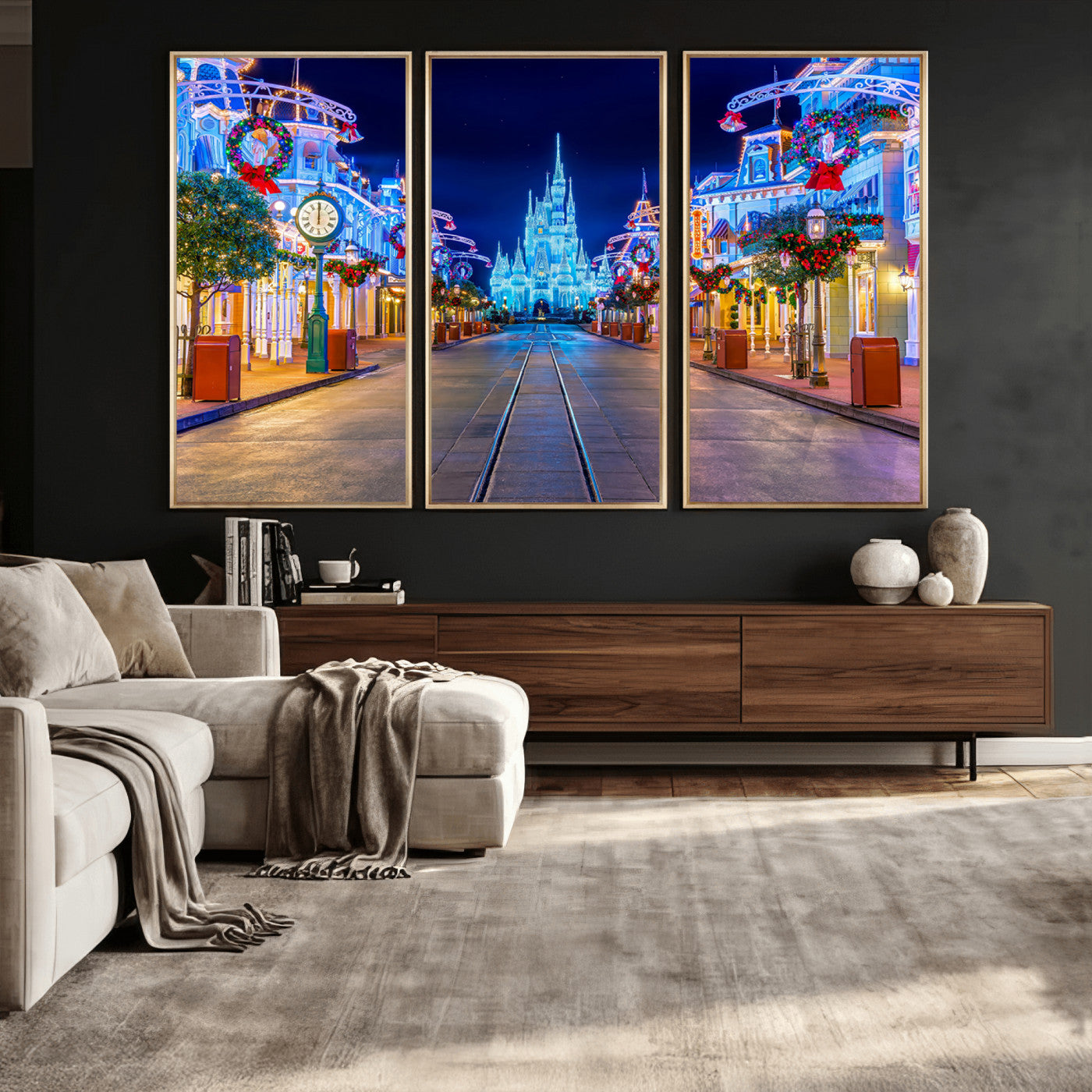 12470-MGV-CV-36X24 - Disney Wall Art | Castle Large Wall Art Disney Magic Kingdom Print for Kids Room Decoration | Disney
