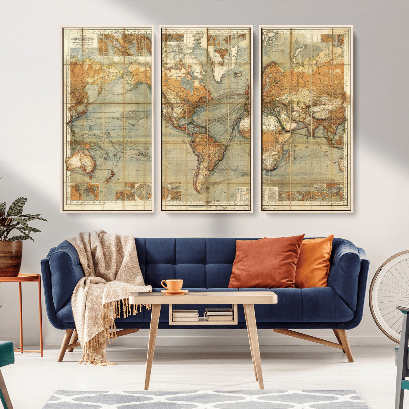 MGV-FC-48X32-3P - Push Pin World Map Canvas Print – Framed Wall Art for Couples to Track Their Travels – Anniversary