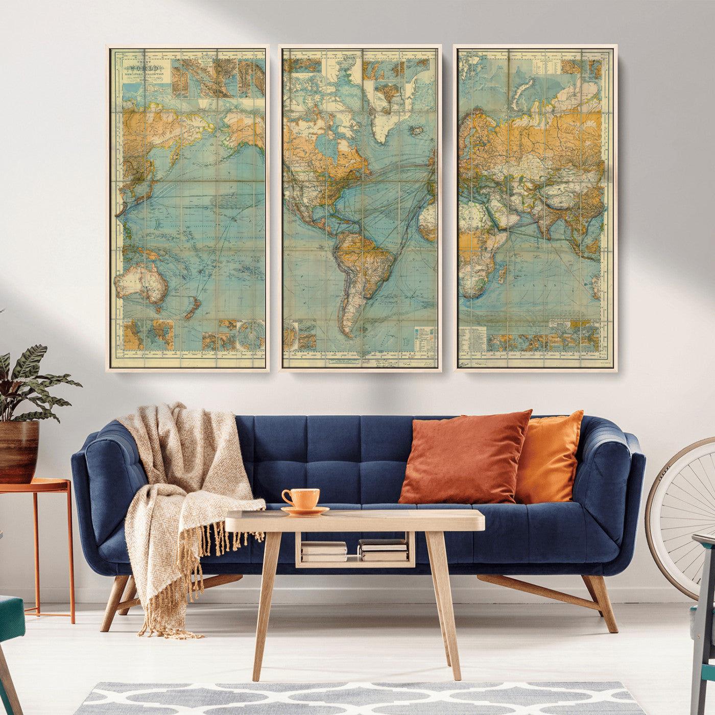 MGV-FC-48X32-3P - Push Pin World Map Canvas Print – Framed Wall Art for Couples to Track Their Travels – Anniversary