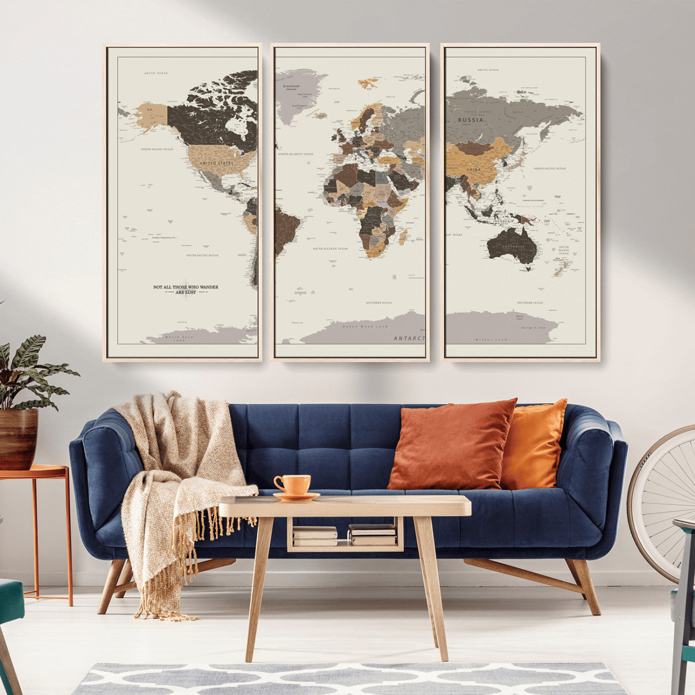 MGV-FC-48X32-3P - Push Pin World Map Canvas Print – Framed Wall Art for Couples to Track Their Travels – Anniversary