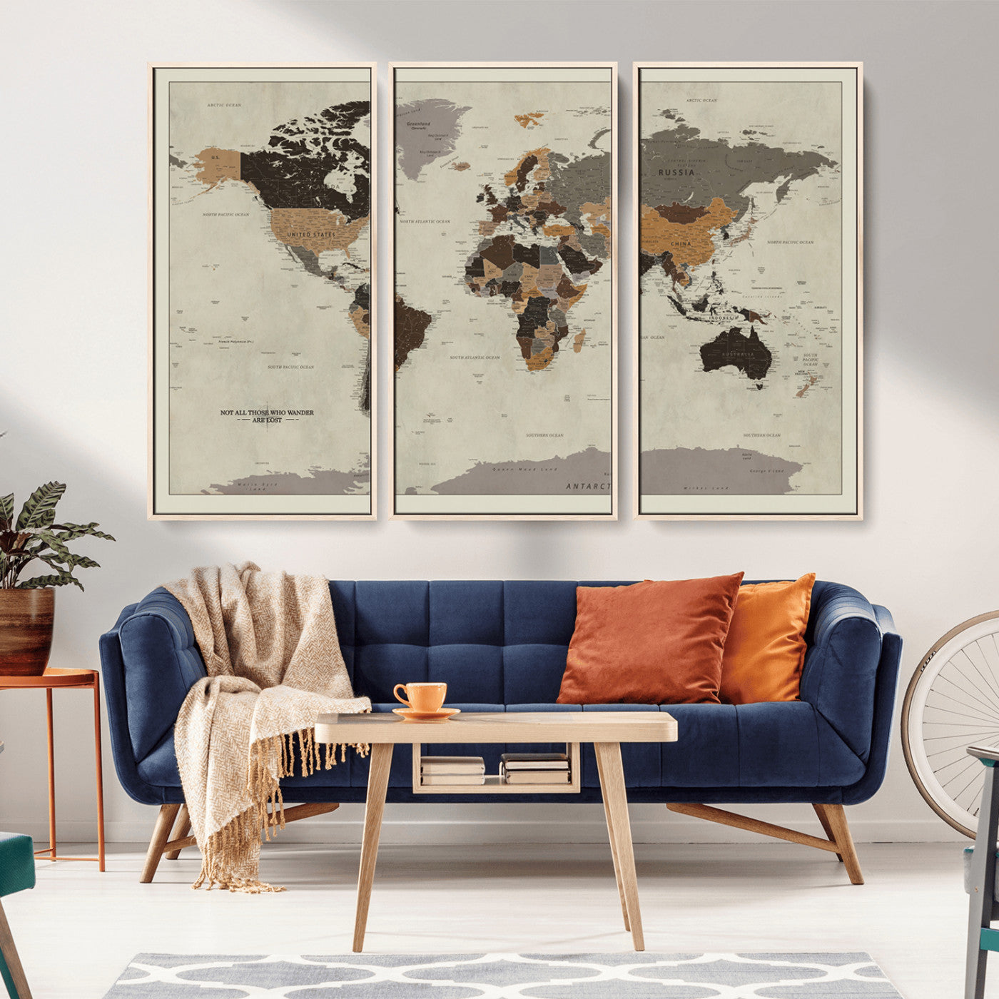 MGV-FC-48X32-3P - Push Pin World Map Canvas Print – Framed Wall Art for Couples to Track Their Travels – Anniversary