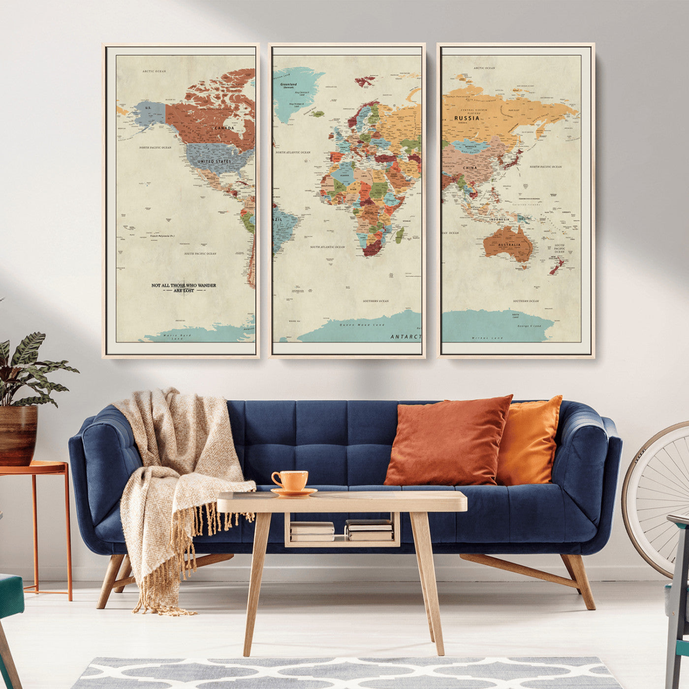 MGV-FC-48X32-3P - Push Pin World Map Canvas Print – Framed Wall Art for Couples to Track Their Travels – Anniversary