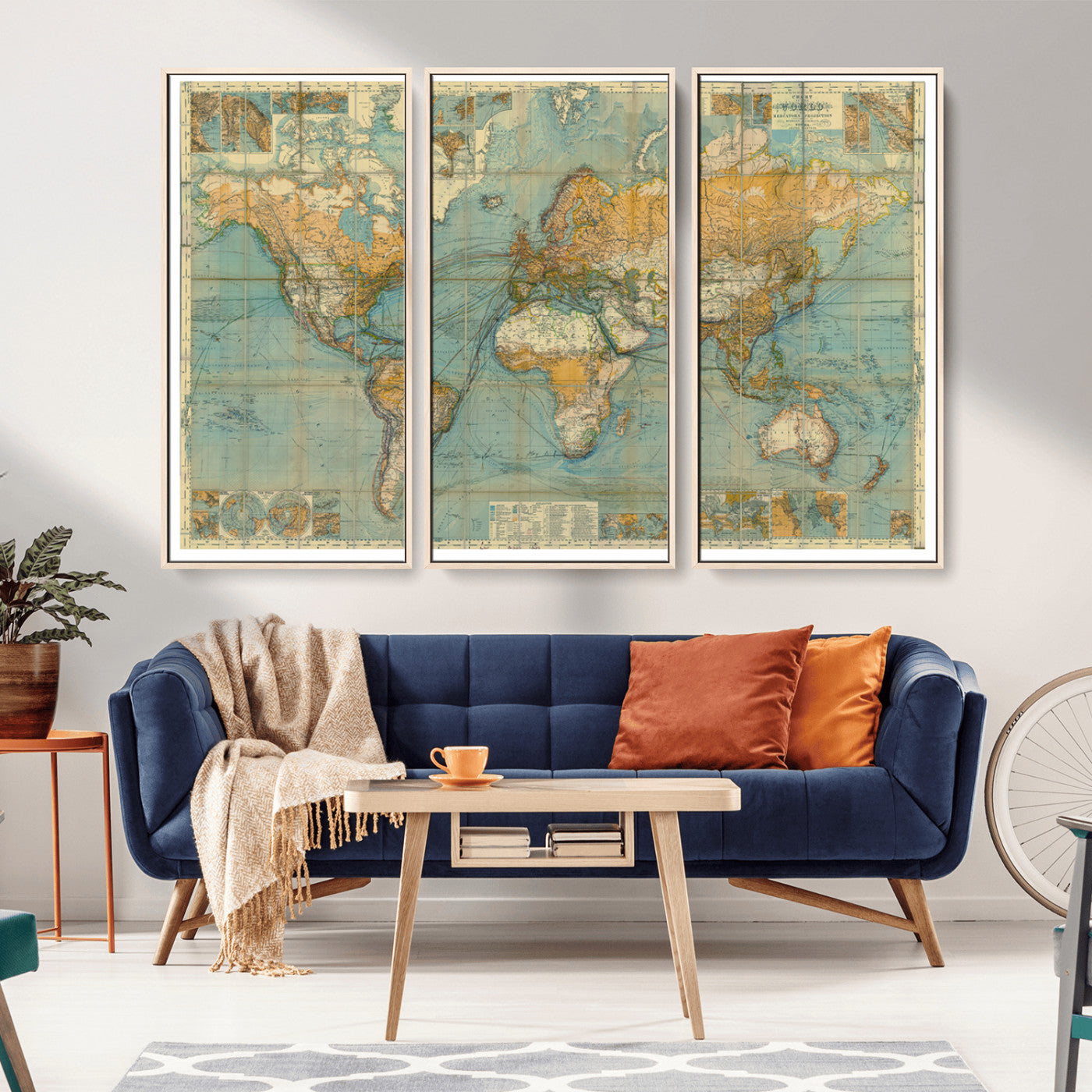 MGV-FC-48X32-3P - Push Pin World Map Canvas Print – Framed Wall Art for Couples to Track Their Travels – Anniversary