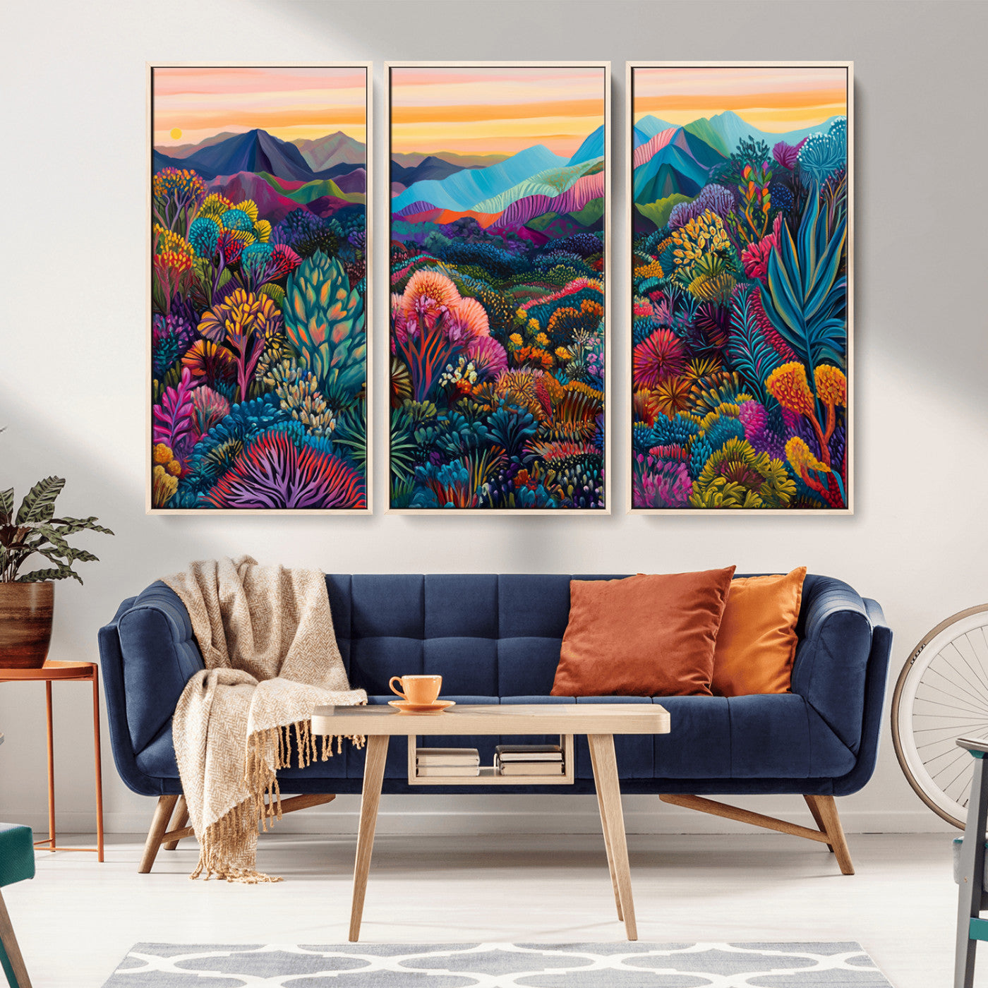 MGV-FC-48X32-3P - Colorful Abstract Landscape Wall Art Print Canvas - Vibrant Modern Decor for Living Room, Office, or