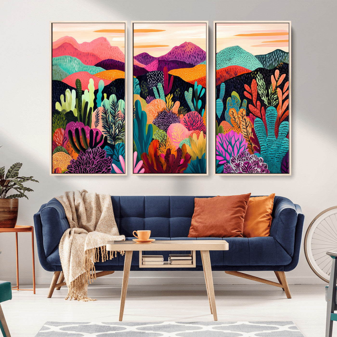 MGV-FC-48X32-3P - Abstract Kusama Print - Landscape Canvas Wall Art Print - Vibrant Modern Decor for Living Room,