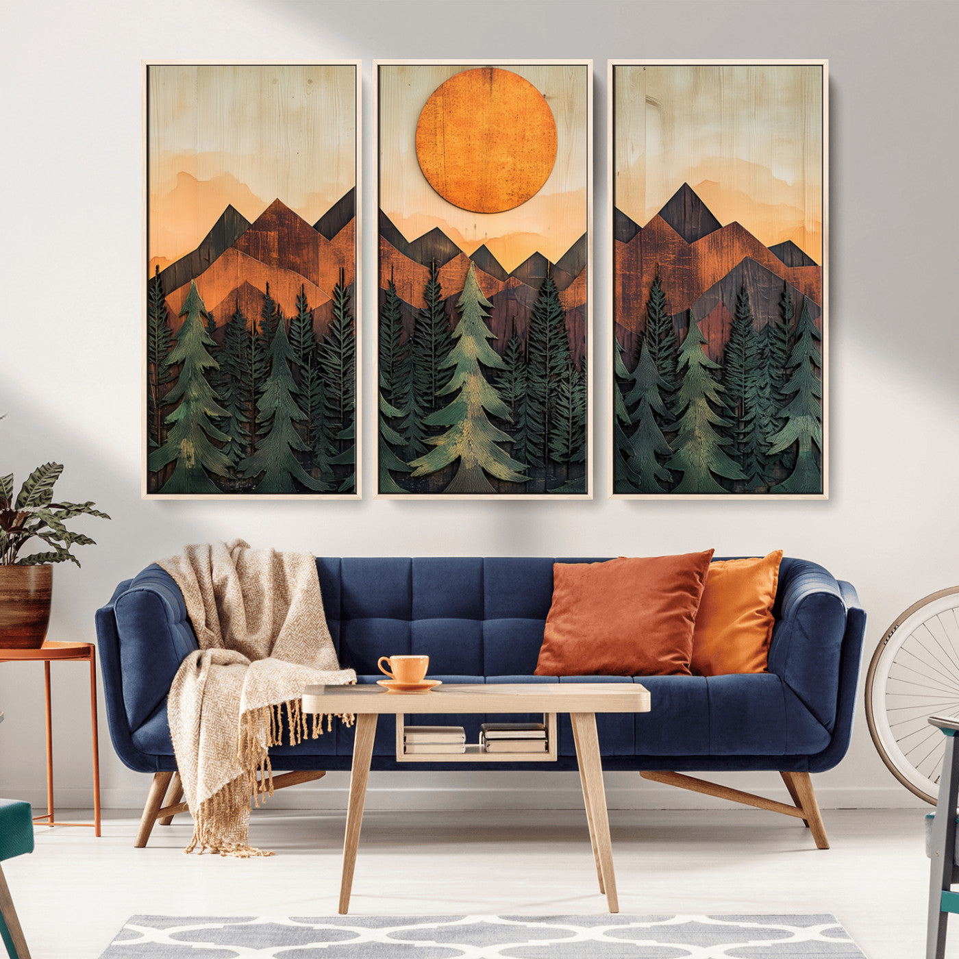 MGV-FC-48X32-3P - Sunset Mountain Landscape Canvas Wall Art Print - Nature Decor for Living Room, Office