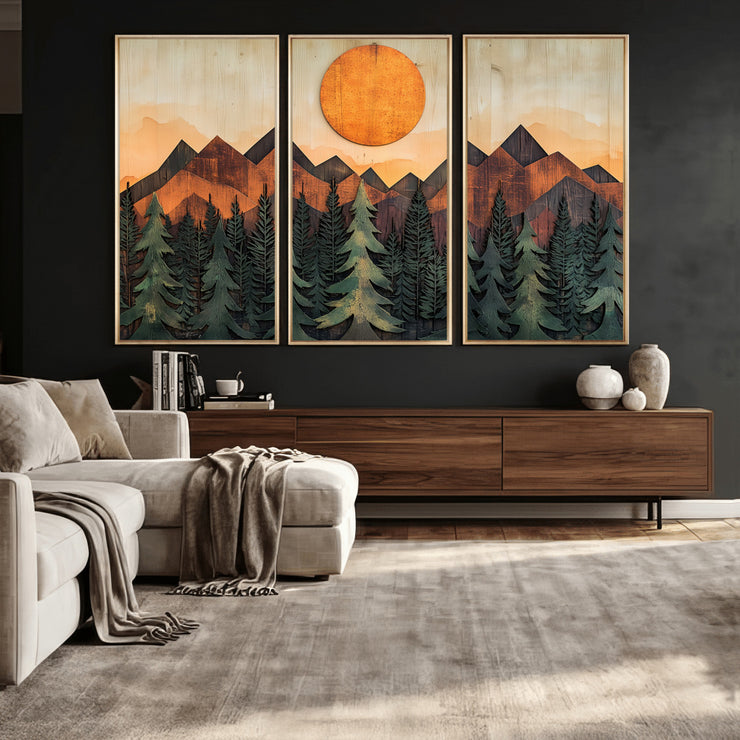 Sunset Mountain Landscape Canvas Wall Art Print - Nature Decor ...