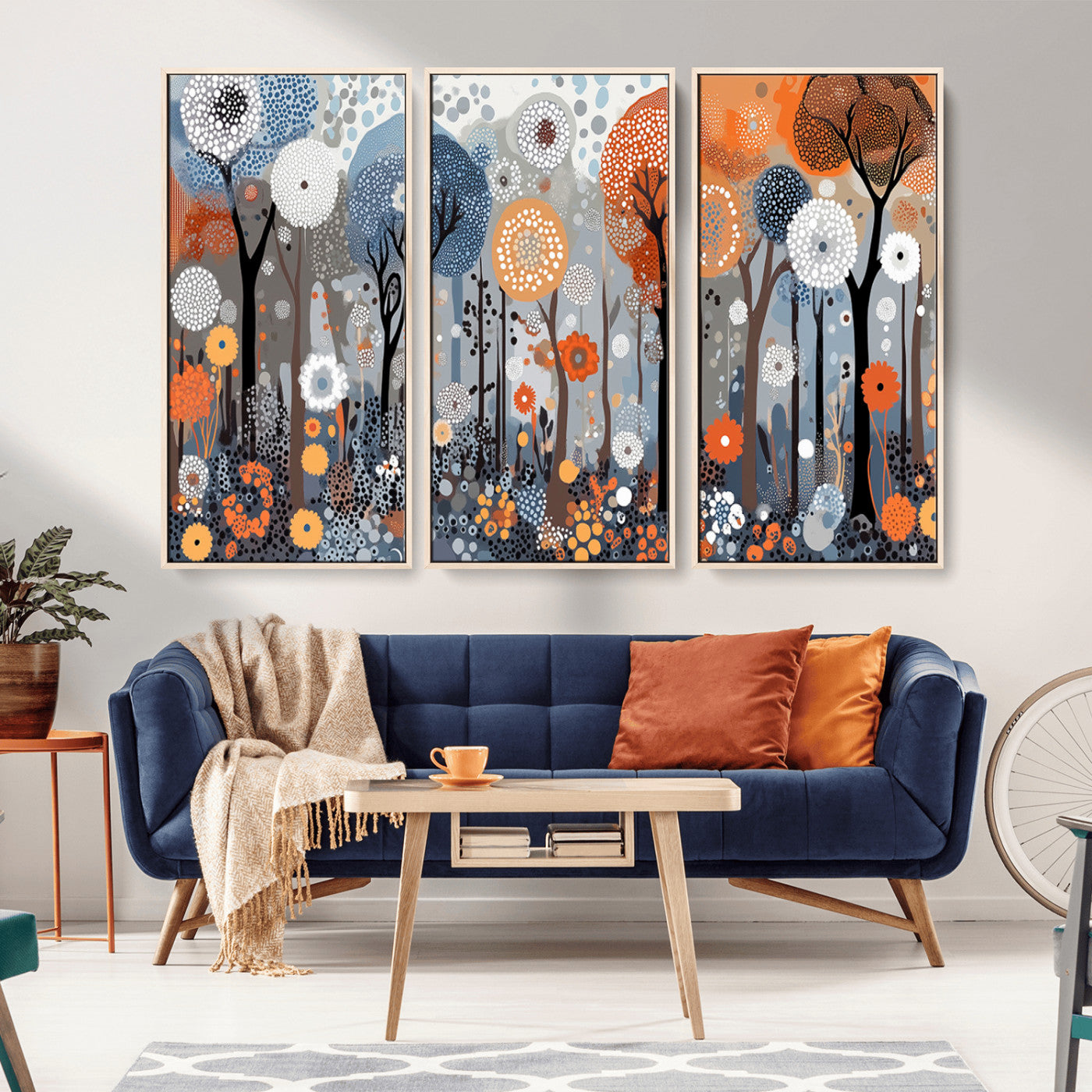 MGV-FC-48X32-3P - Abstract Winter Landscape Canvas Wall Art Print - Large Colorful Nature Wall Decor
