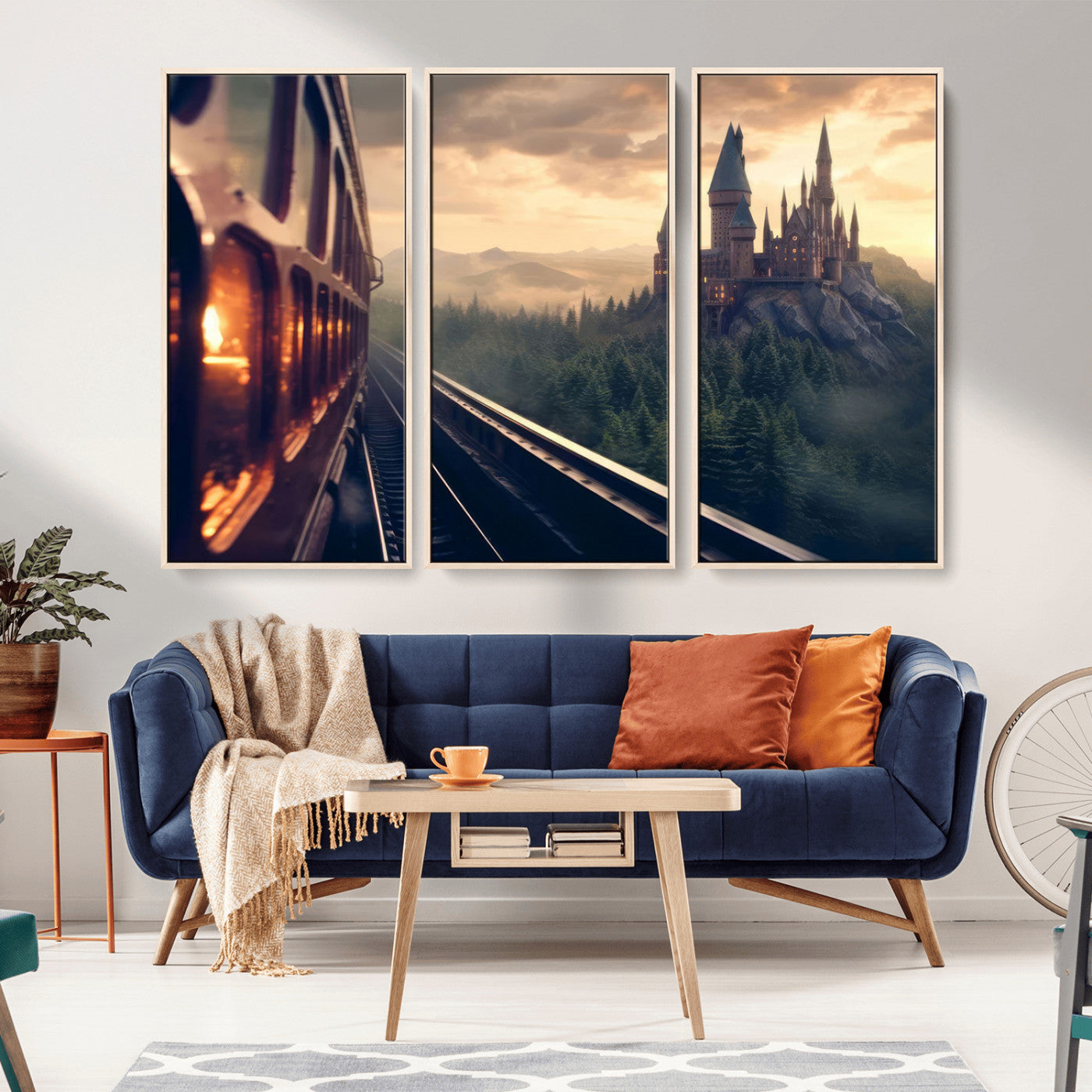 MGV-FC-48X32-3P - Harry Castle Wall Art Canvas Print, Wizard School Wall Art Print, Movie Wall Art Print