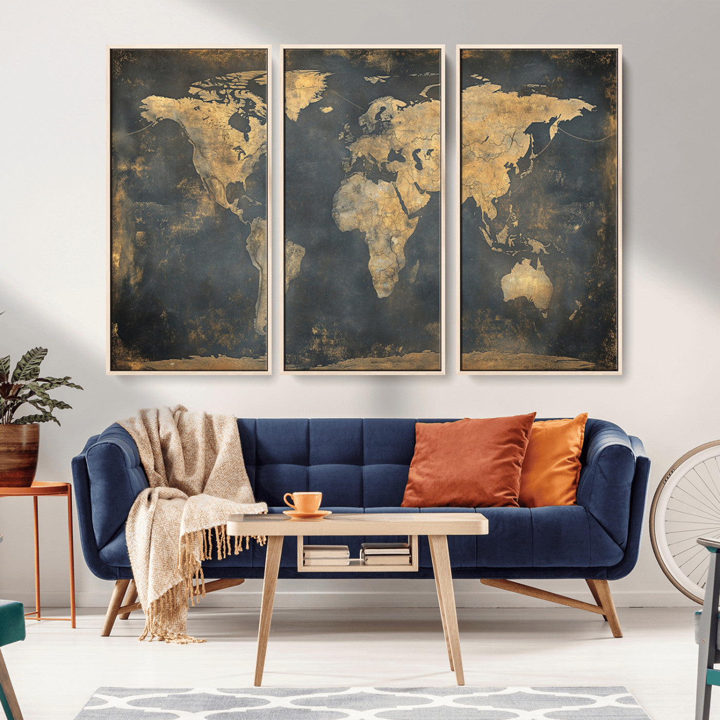 MGV-FC-48X32-3P - Push Pin World Map Canvas Print – Framed Wall Art for Couples to Track Their Travels – Anniversary