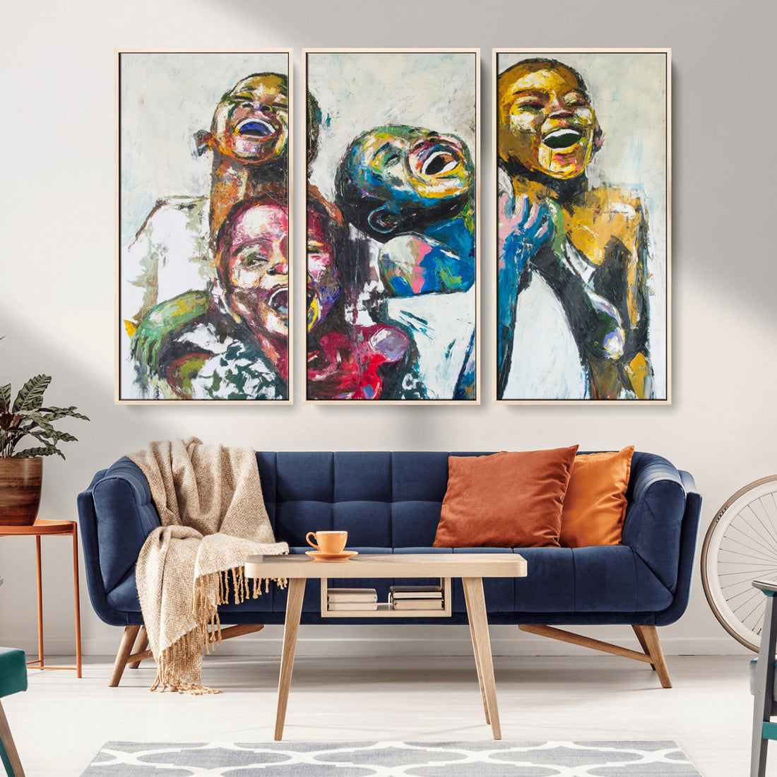 Shai Yossef Style Canvas Art - Joyful African Black Kids Painting Print with Vibrant Brushstrokes