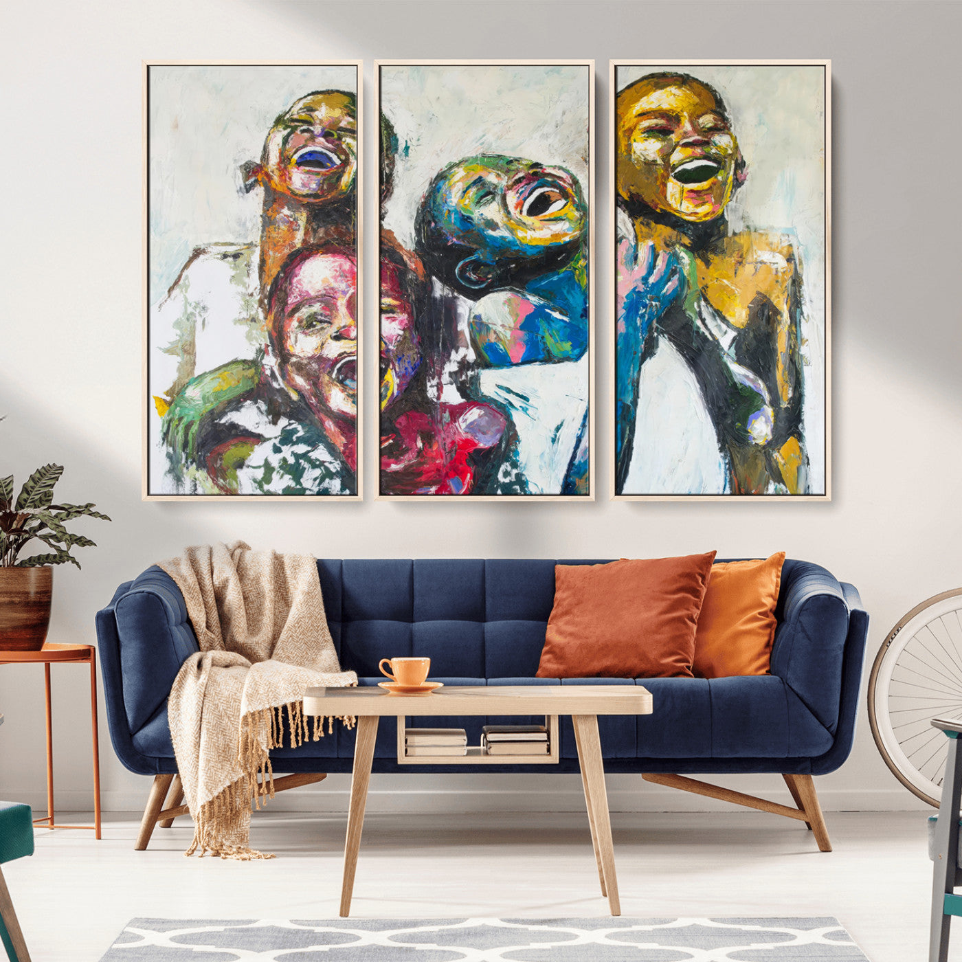MGV-FC-48X32-3P - Shai Yossef Style Canvas Art - Joyful African Black Kids Impasto Painting with Vibrant Brushstrokes,