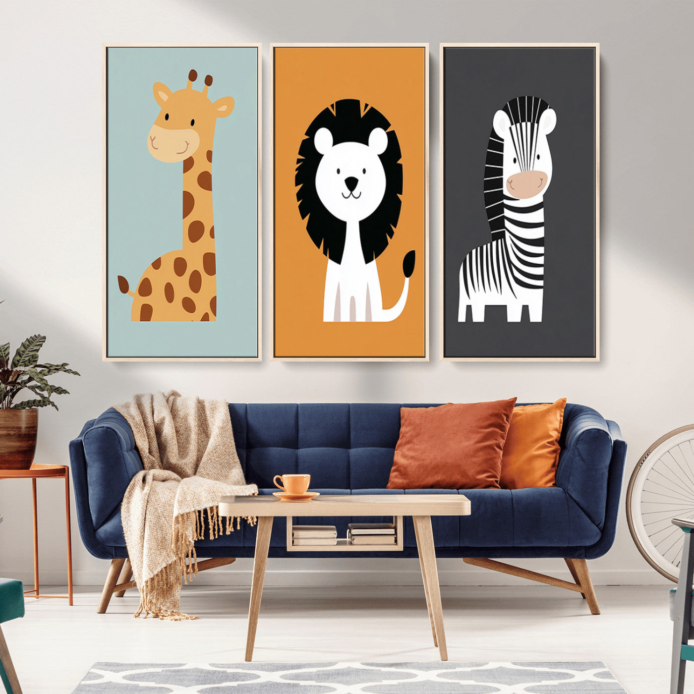 MGV-FC-48X32-3P - Boho Jungle Animal Nursery Wall Art Prints - Safari Decor in Earth Tones for Modern and Stylish