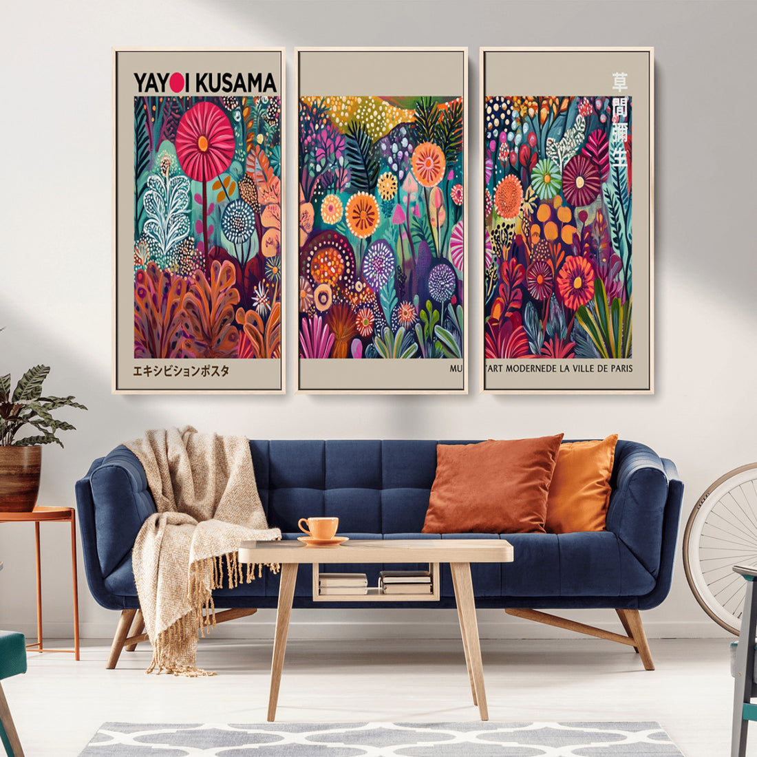 Yayoi Kusama Wall Art Canvas Print, Abstract Art, Large Framed Wall Art Print, Japanese Wabi Sabi Gallery Wall Art