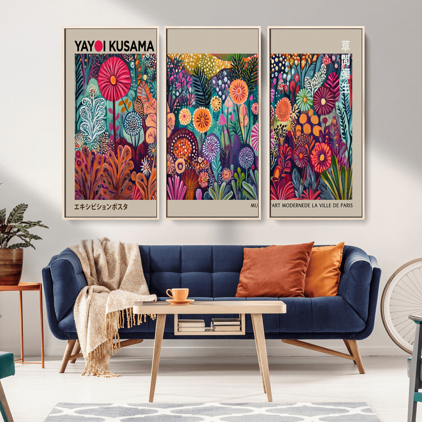 MGV-FC-48X32-3P - Yayoi Kusama Wall Art Canvas Print, Abstract Art, Large Yayoi Kusama Framed Wall Art Print, Japanese