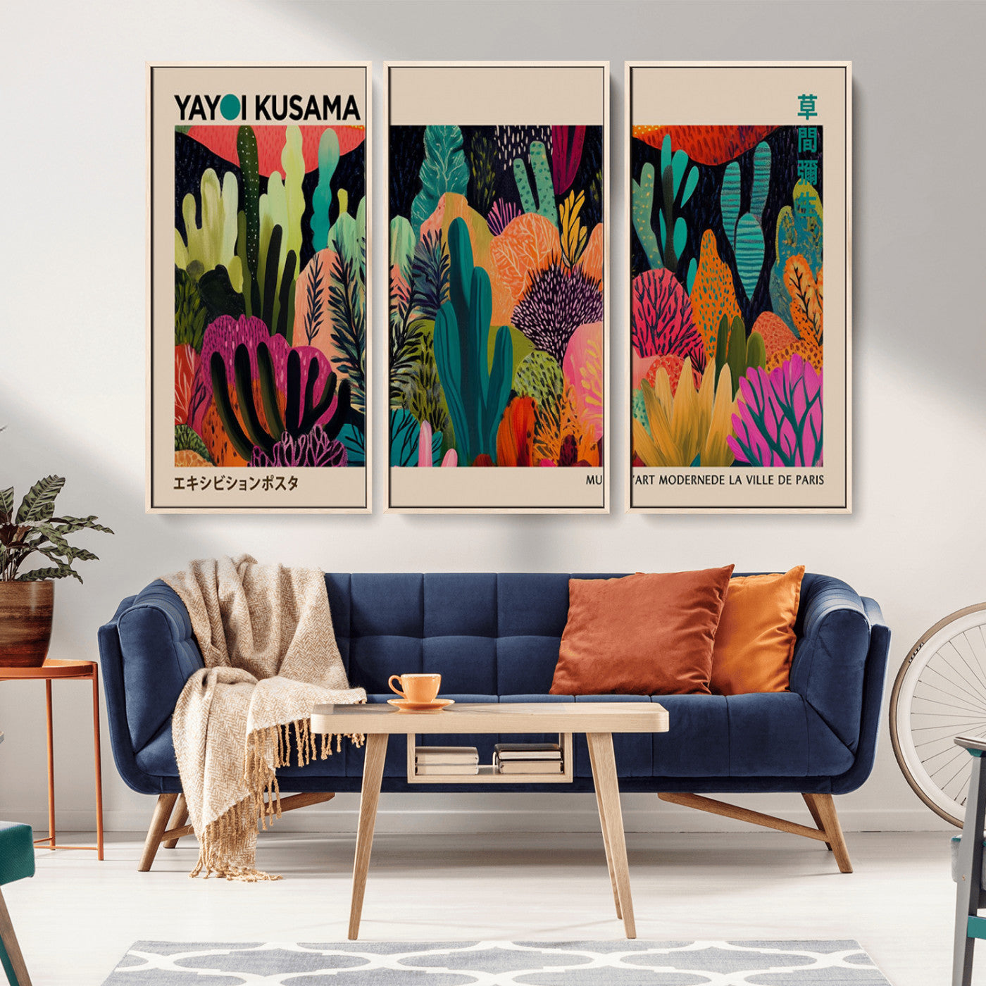 MGV-FC-48X32-3P - Yayoi Kusama Wall Art Canvas Print, Abstract Art, Large Yayoi Kusama Framed Canvas Print, Japanese
