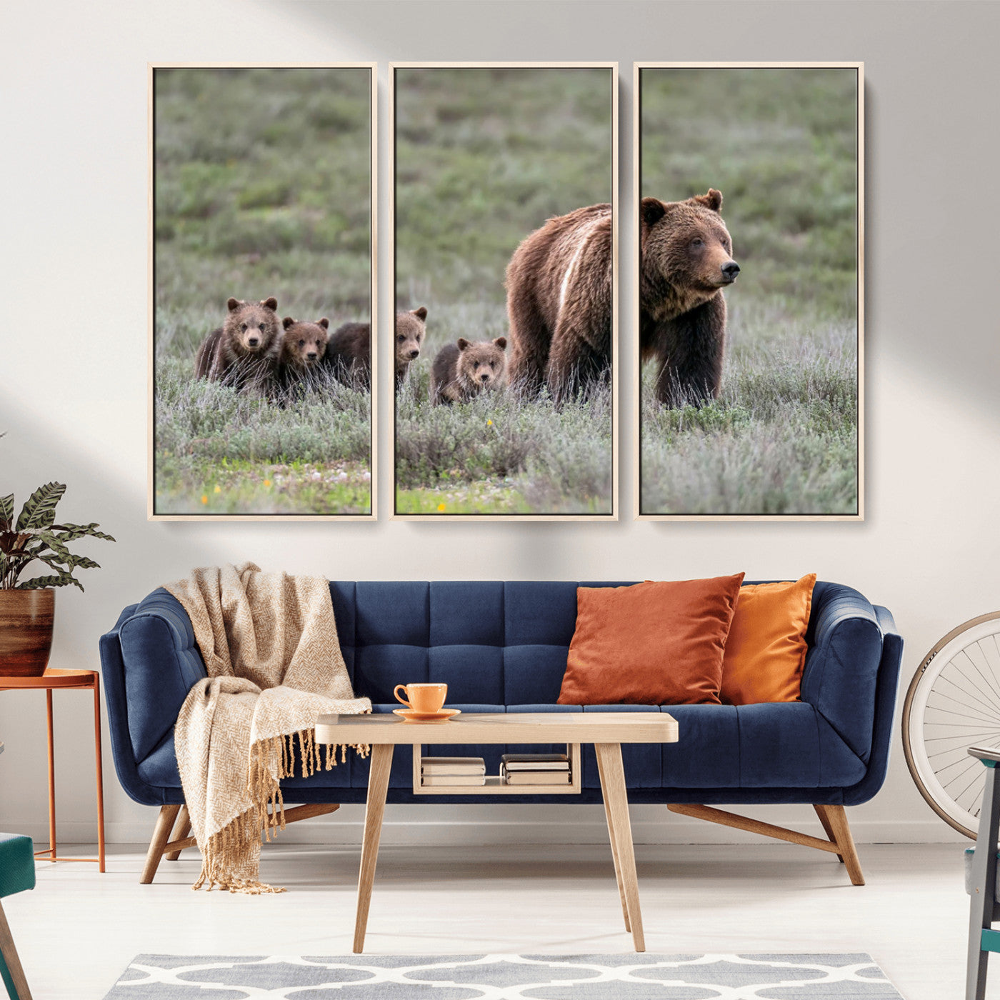 MGV-FC-48X32-3P - Wildlife Photography of 399 Grizzly Bear Cubs | Queen of the Tetons Canvas Wall Art Print
