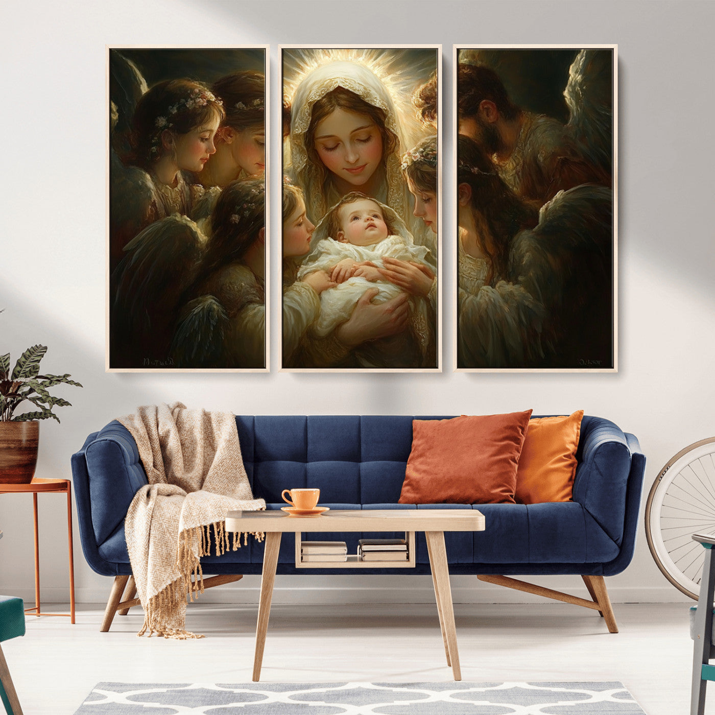 MGV-FC-48X32-3P - Mary Jesus Canvas Wall Art Print - Madonna and Child with Apostles Art Print - Classic Christian