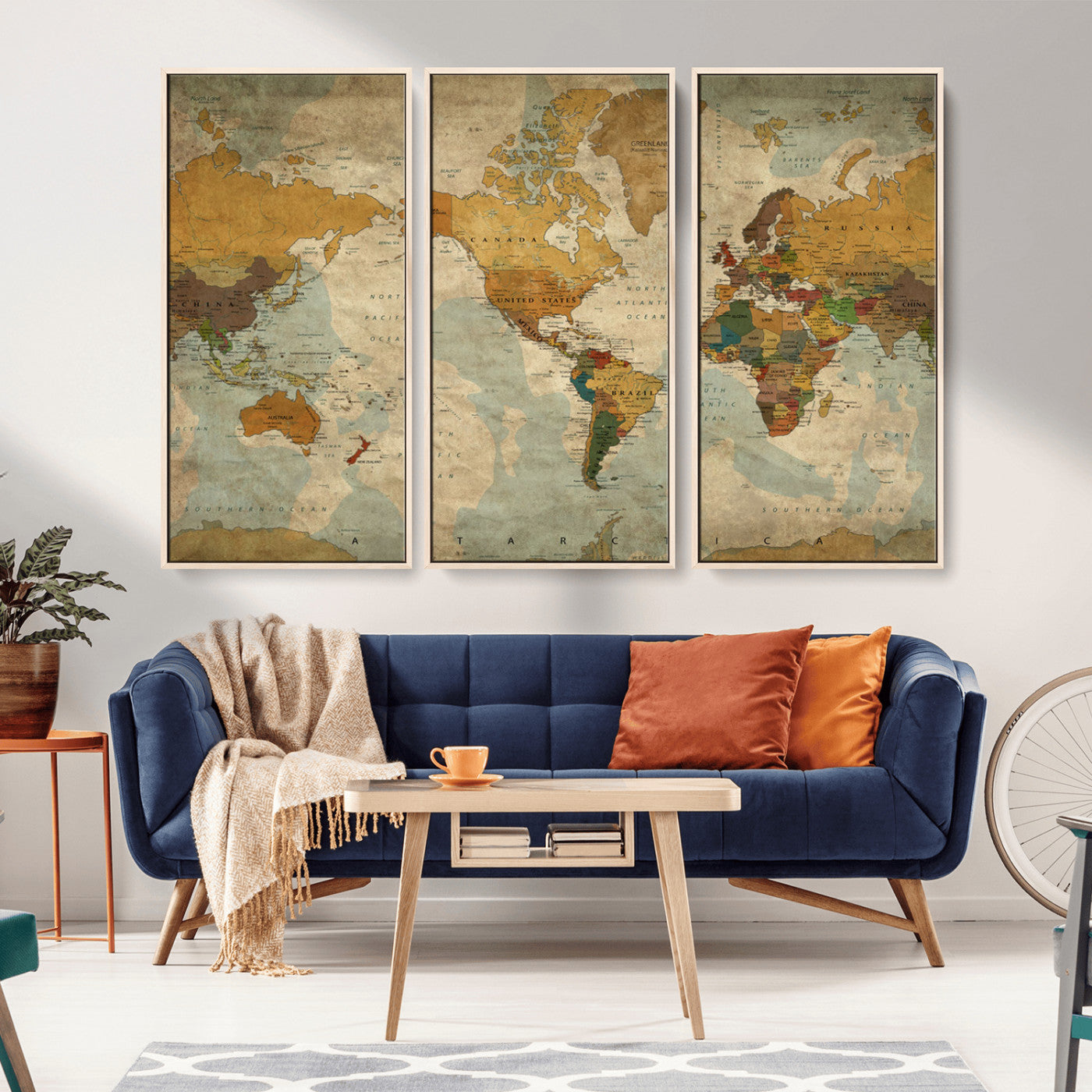 MGV-FC-48X32-3P - Push Pin World Map Canvas Print – Framed Wall Art for Couples to Track Their Travels – Anniversary