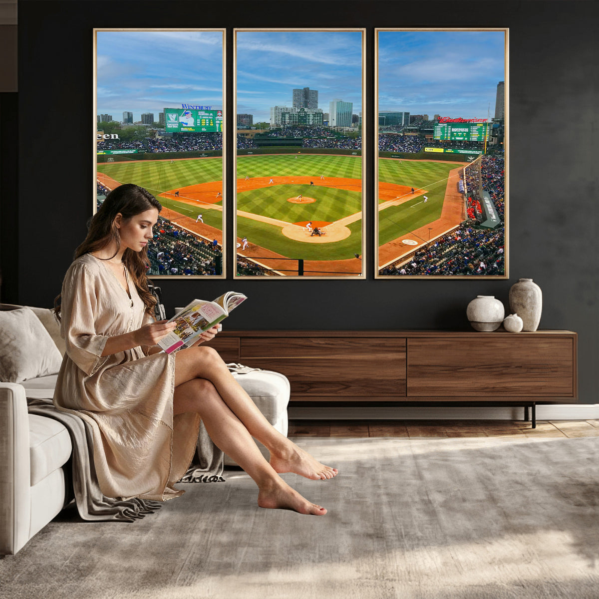 86839-MGV-CV-36X24 - Wrigley Field Chicago Cubs Panoramic Canvas Print