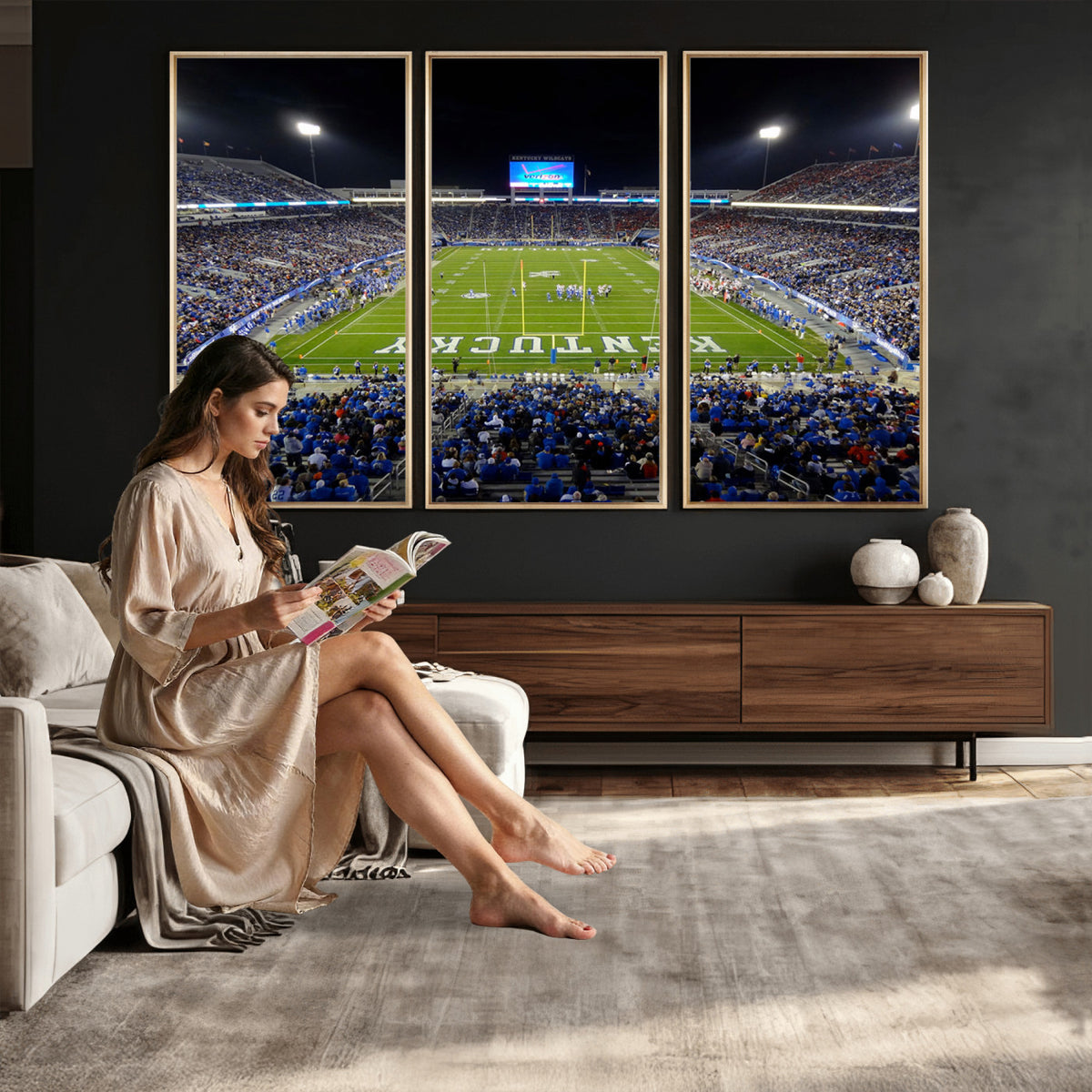 14304-MGV-CV-36X24 - Kroger Field Canvas Wall Art, Kentucky Stadium Wall Art, Framed and Ready to Hang