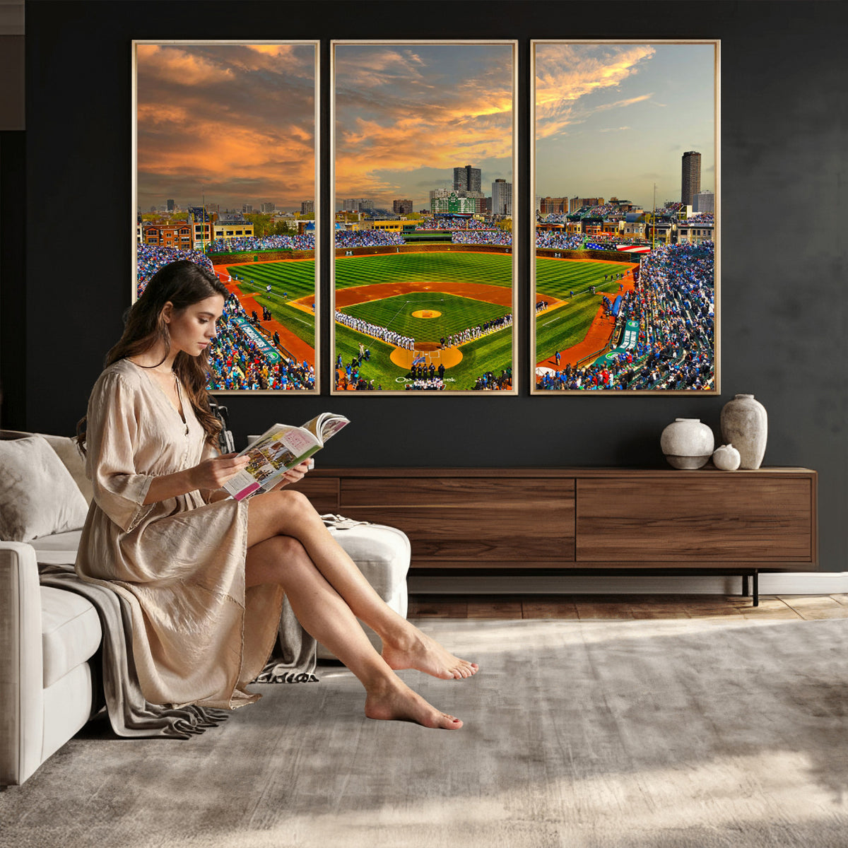 45635-MGV-CV-36X24 - Chicago Wrigley Field Wall Art Canvas Print
