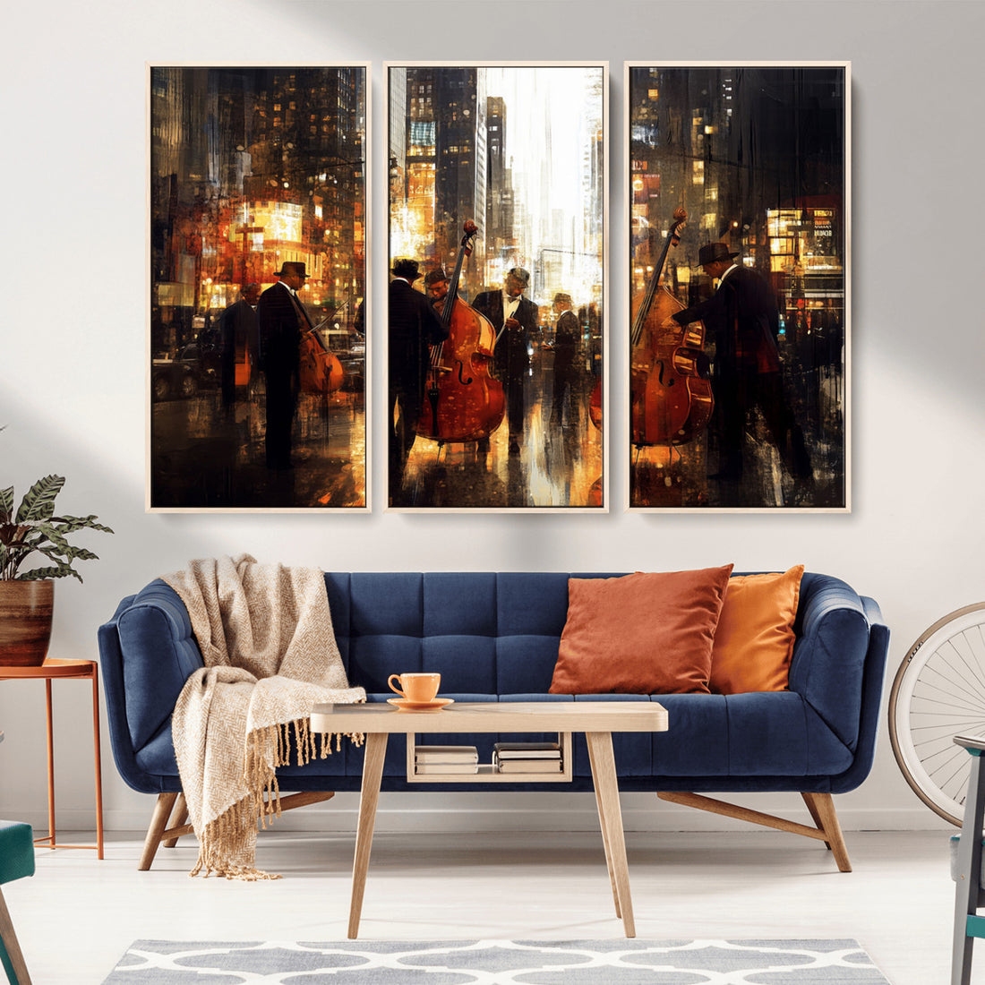 Abstract Jazz Wall Art Canvas Print | Colorful Musical Instrument Scene