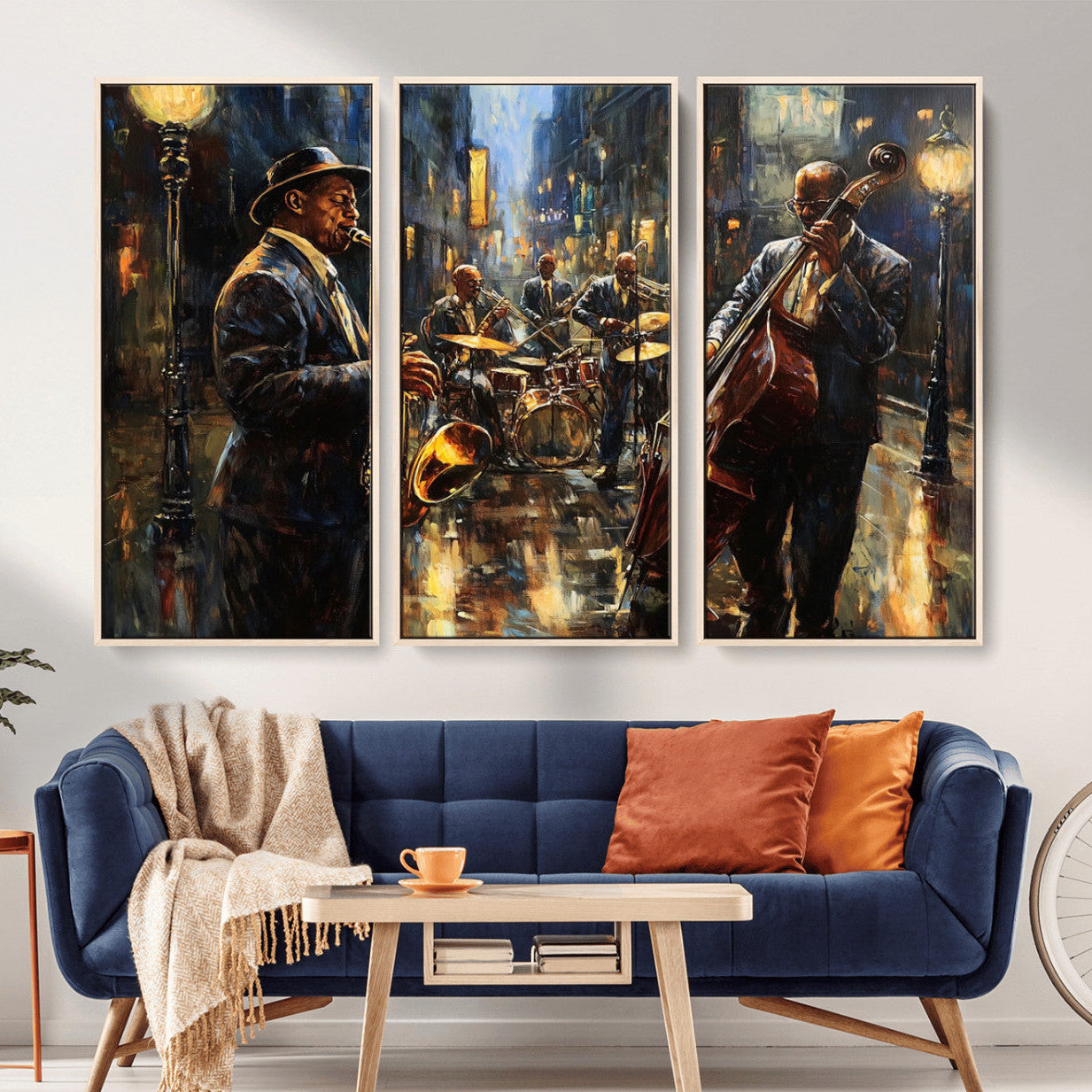 36990-MGV-CV-36X24-Jazz Canvas Wall Art Print - Abstract African American Music Art - Framed Posters for Living Room or