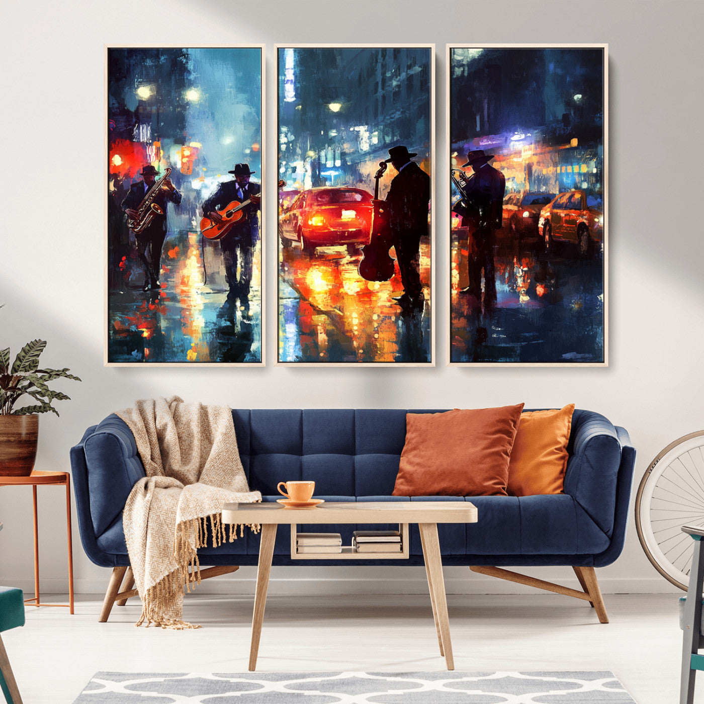 MGV-FC-48X32-3P - African American Jazz Canvas - Abstract Music Wall Art Print - Abstract Jazz Wall Art Framed Prints