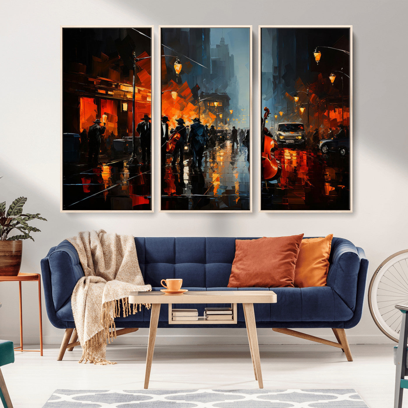 MGV-FC-48X32-3P - Winston Porter Jazz Wall Art - African American Music Canvas - Abstract Colorful Music Art - Framed