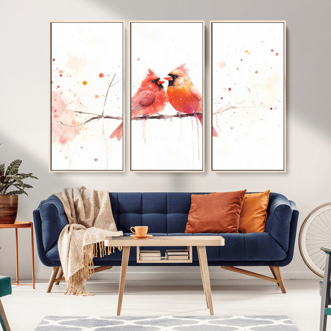 Cardinal Bird Canvas Wall Art, Male and Female Cardinal Print, Vibrant Wildlife Wall Decor