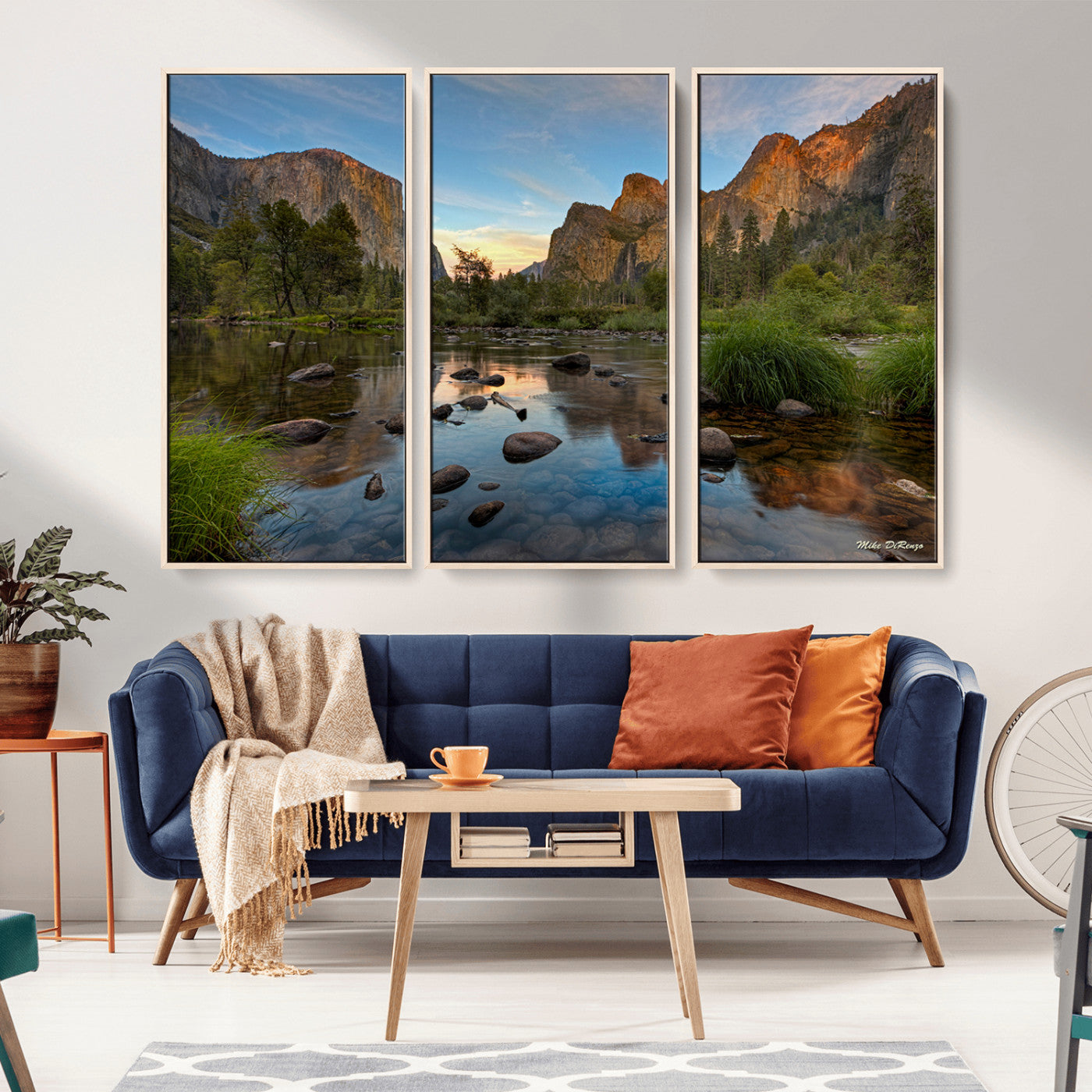 Canvas of Yosemite Valley with El Capitan and sunset reflections in a calm river, perfect for rustic or nature-themed décor.