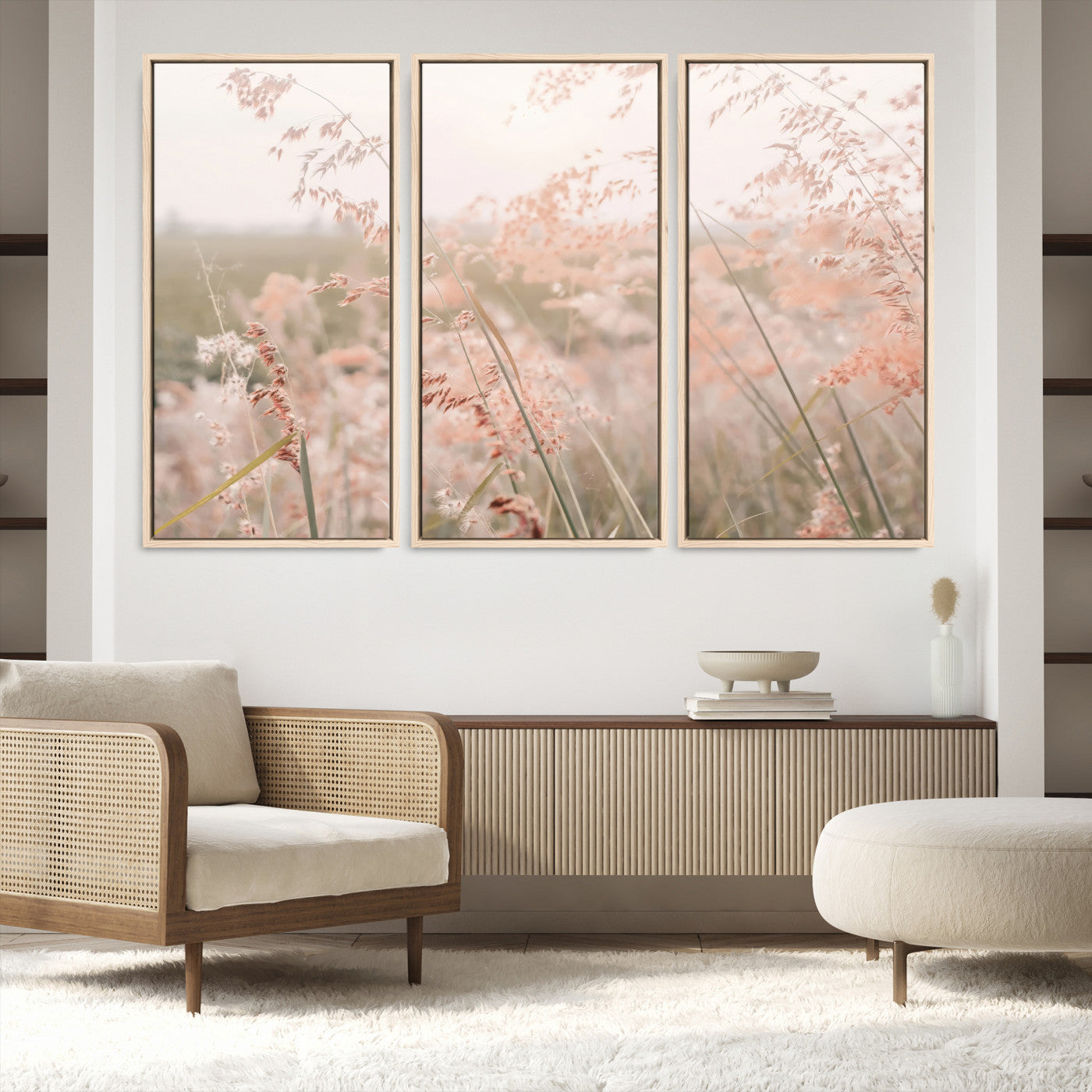 79164340-MGV-FC-48X32-3P_Natural-Pastel Grasses Wall Art Canvas Print