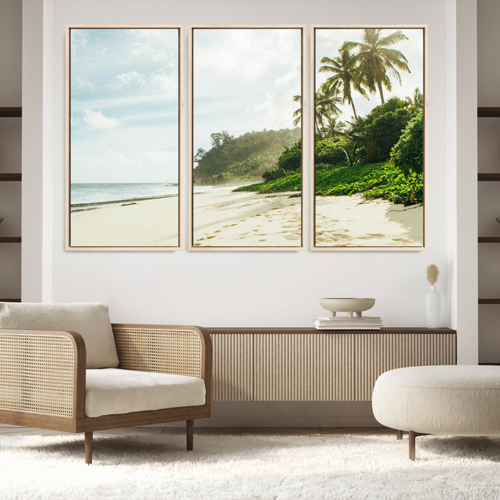 Relaxing Beach Wall Art Canvas Print, Framed Ocean View Art Picture Print, Coastal Serenity Perfect Tropical Coastal Decor Artwork
