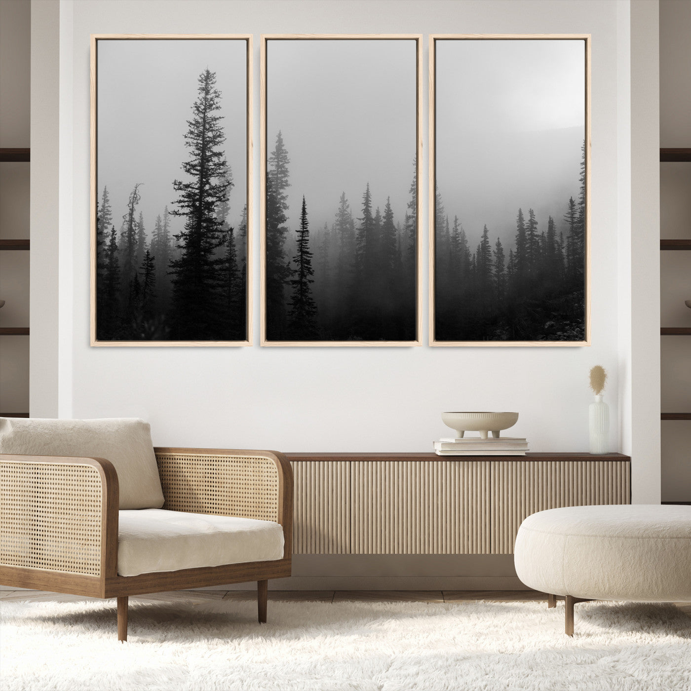 73138900-MGV-FC-60X40-3P_Natural-Misty Pines Wall Art Canvas Print - Perfect Rustic Decor